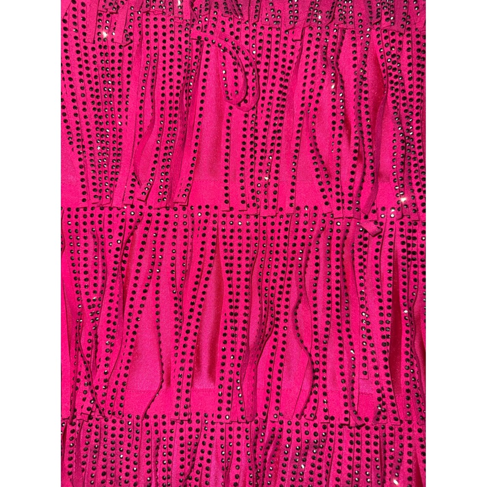 Allison + Kelly Girls Hot Pink Rhinestone Fringe Dance Dress Size 14 - Picture 2 of 7